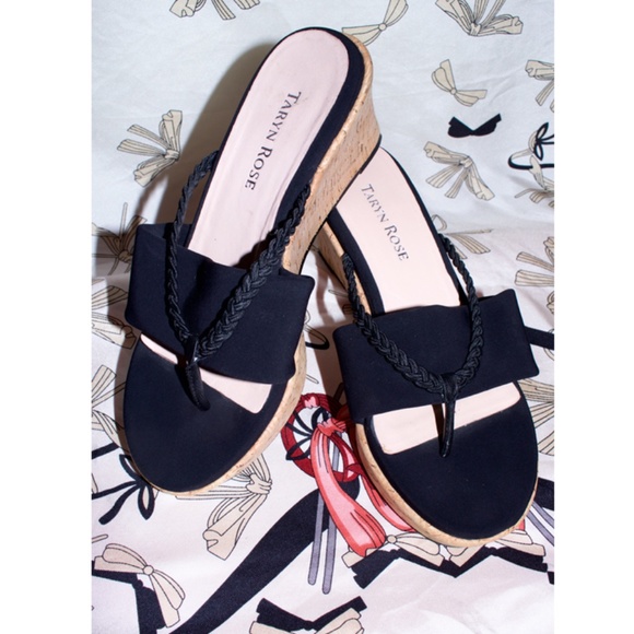 Taryn Rose Keely Braided Cork-Wedge Sandal, Black - Picture 2 of 9